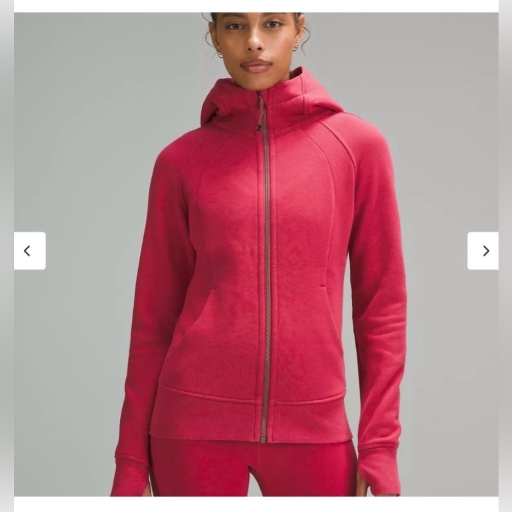 Lululemon Full-Zip Athletic Scuba Pink Coral Hooded Fleece Jacket Size 4